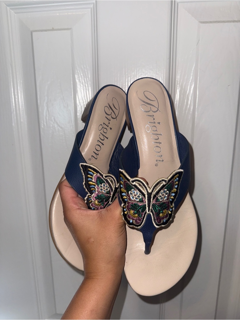 Brighton Navy Butterfly Embellished Sandals